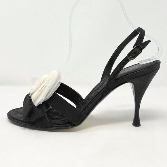 Chanel 06P G25060 Black Slingback Heels Camellia Bow 2006 Archive Y2K - Picture 2 of 8